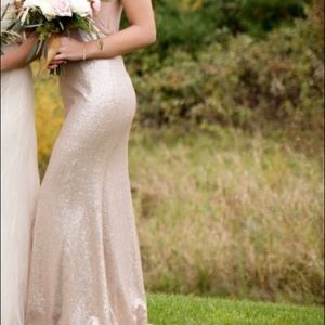 Bridesmaid Dress. Mauve and gold sequence.